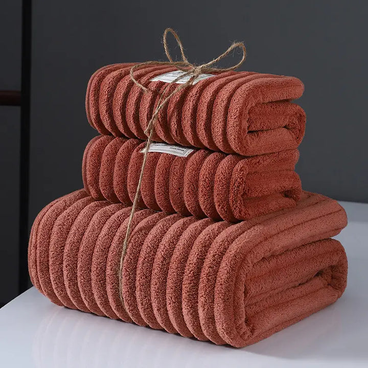 Chenille Ribbed Towel 3-Piece Set