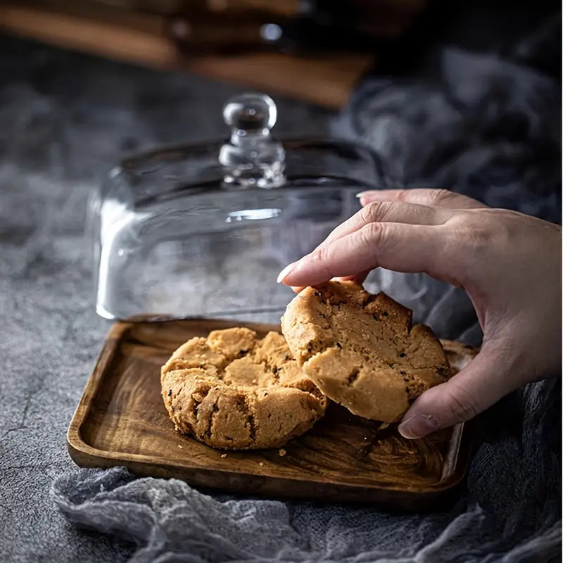 Wood & Glass Butter Dish