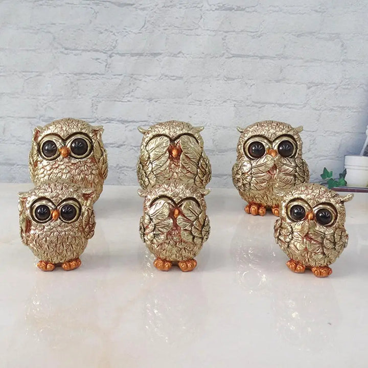 Antique Feathered Owl Figurines