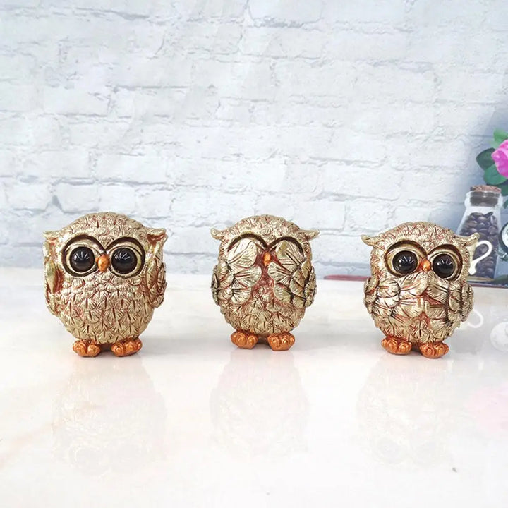 Antique Feathered Owl Figurines