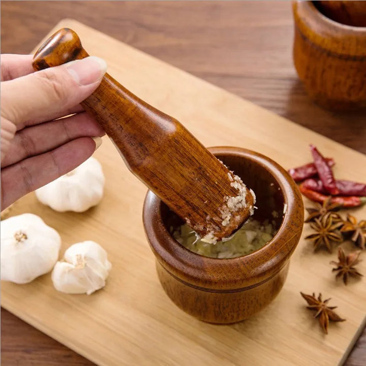 Natural Wood Mortar and Pestle