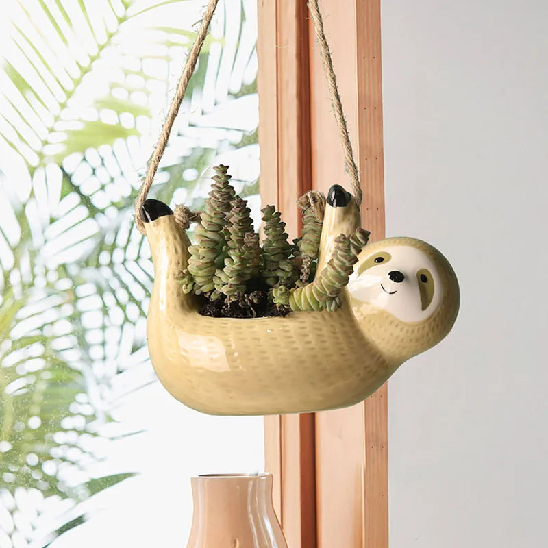 hanging animal planter Milo Sloth Hanging Planter