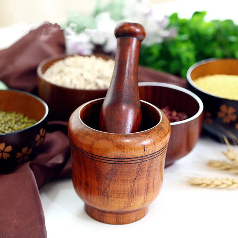 Natural Wood Mortar and Pestle