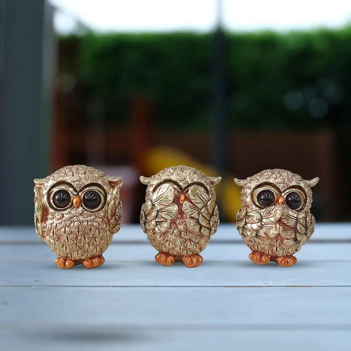 Antique Feathered Owl Figurines