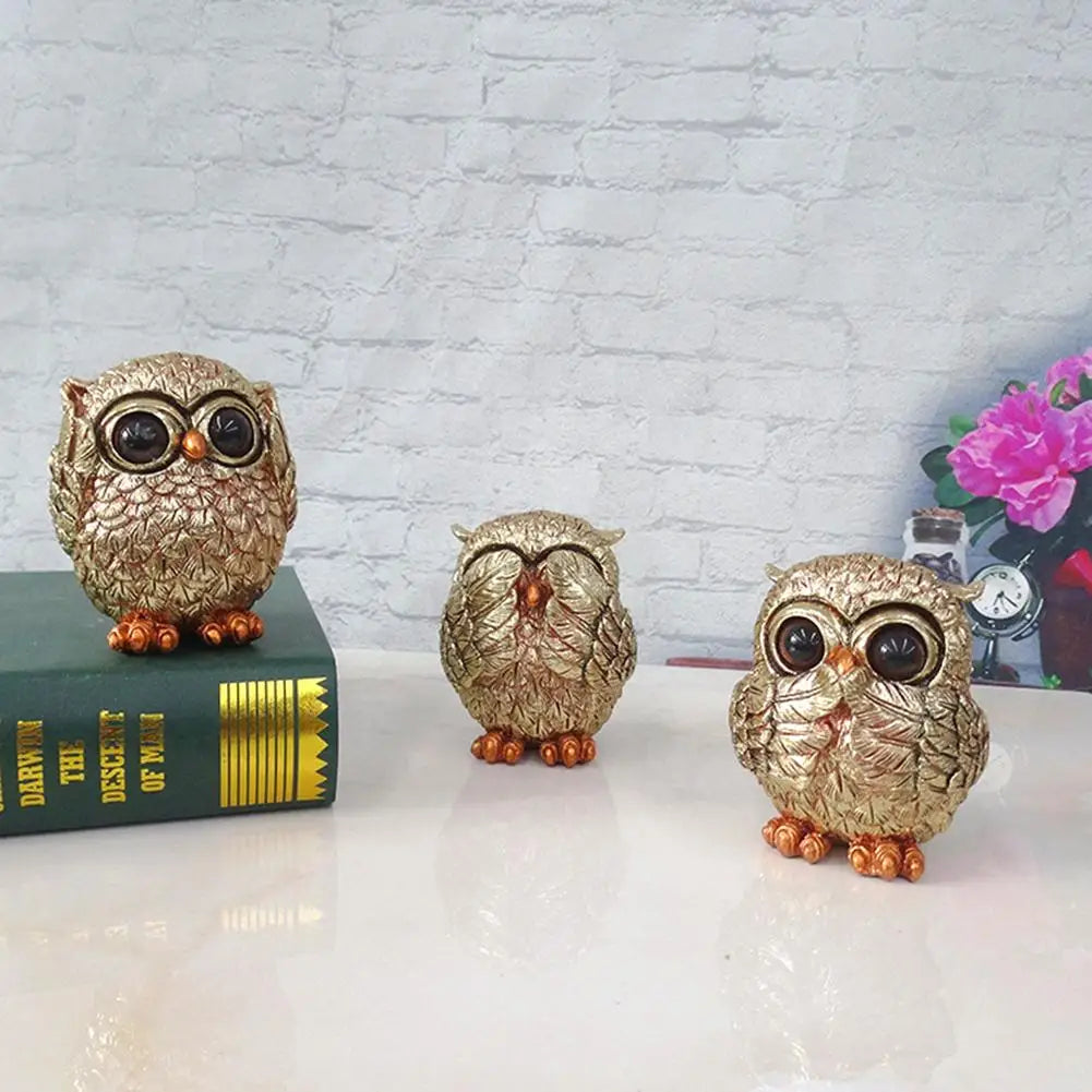 Antique Feathered Owl Figurines