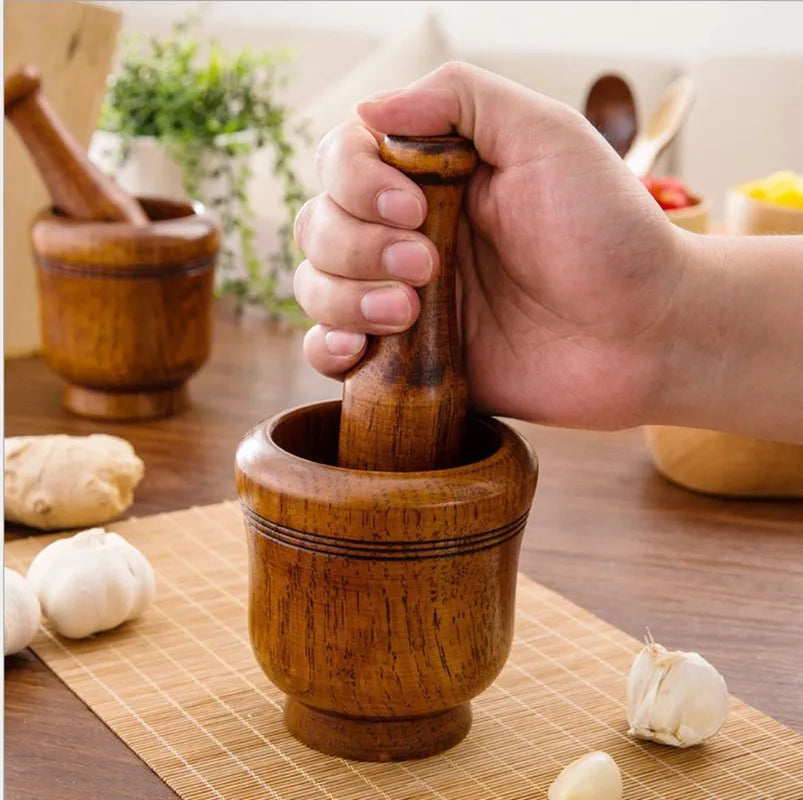 Natural Wood Mortar and Pestle