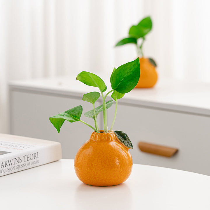 Soleil Ceramic Orange Planter