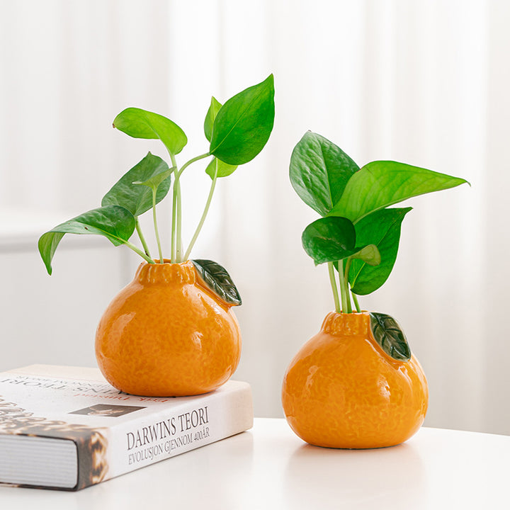 Soleil Ceramic Orange Planter