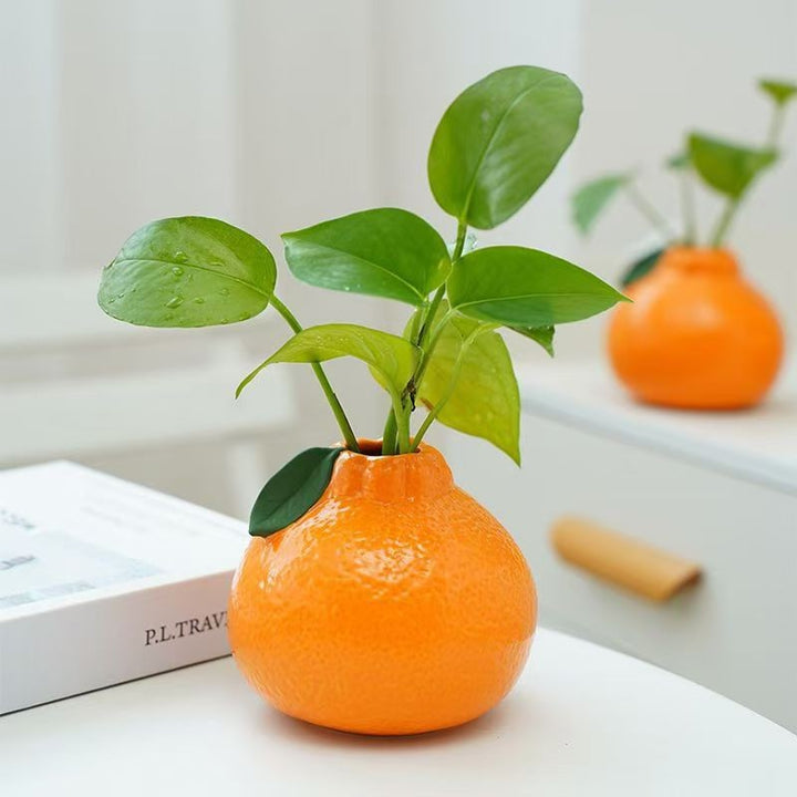 Soleil Ceramic Orange Planter