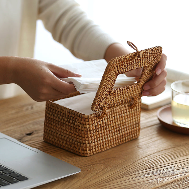 Emly Rattan Tissue Box