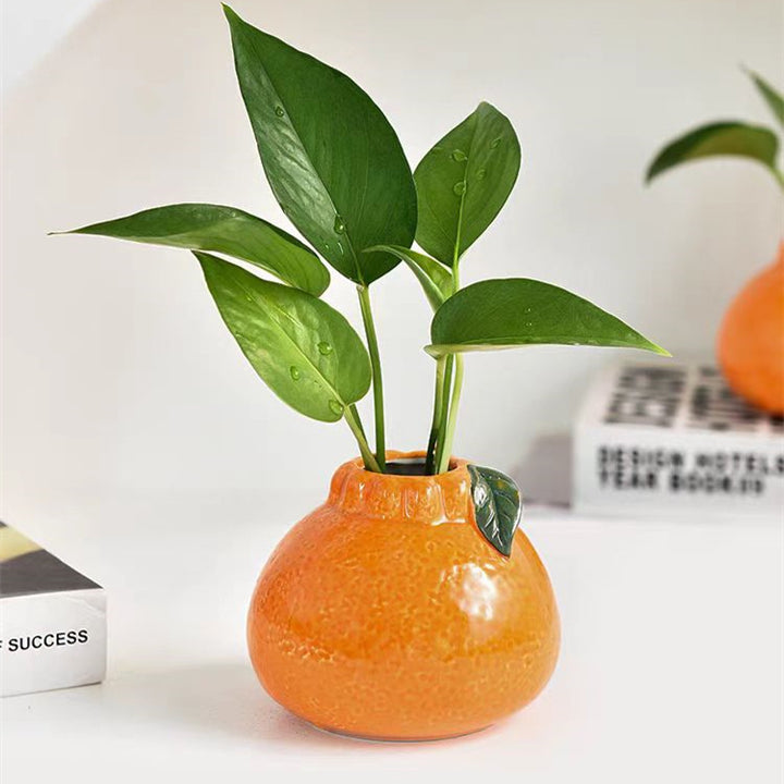 Soleil Ceramic Orange Planter