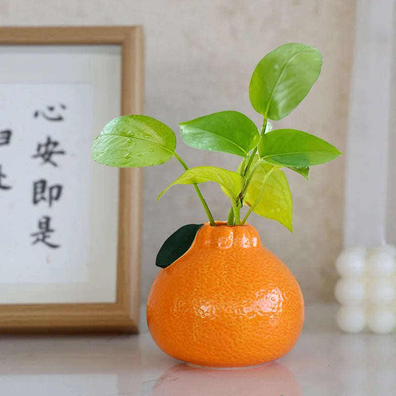 Soleil Ceramic Orange Planter