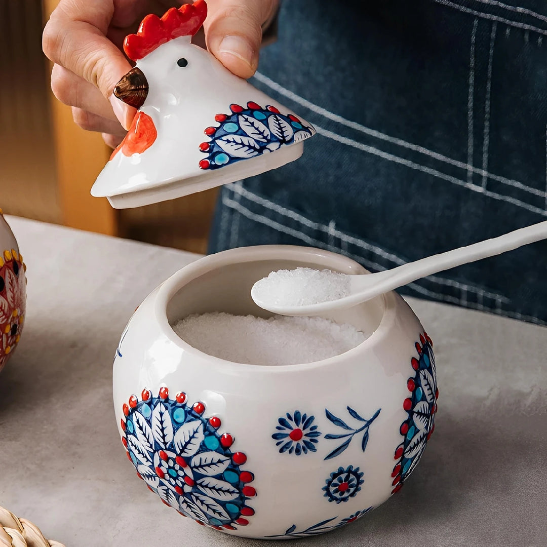 Tuscan Ceramic Rooster Jar