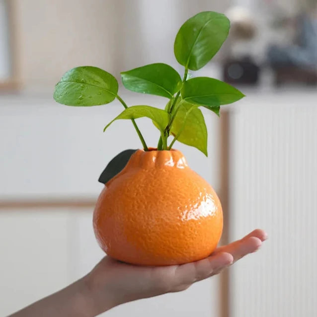 Soleil Ceramic Orange Planter