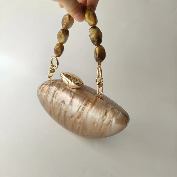 Lune Beaded Pebble Clutch
