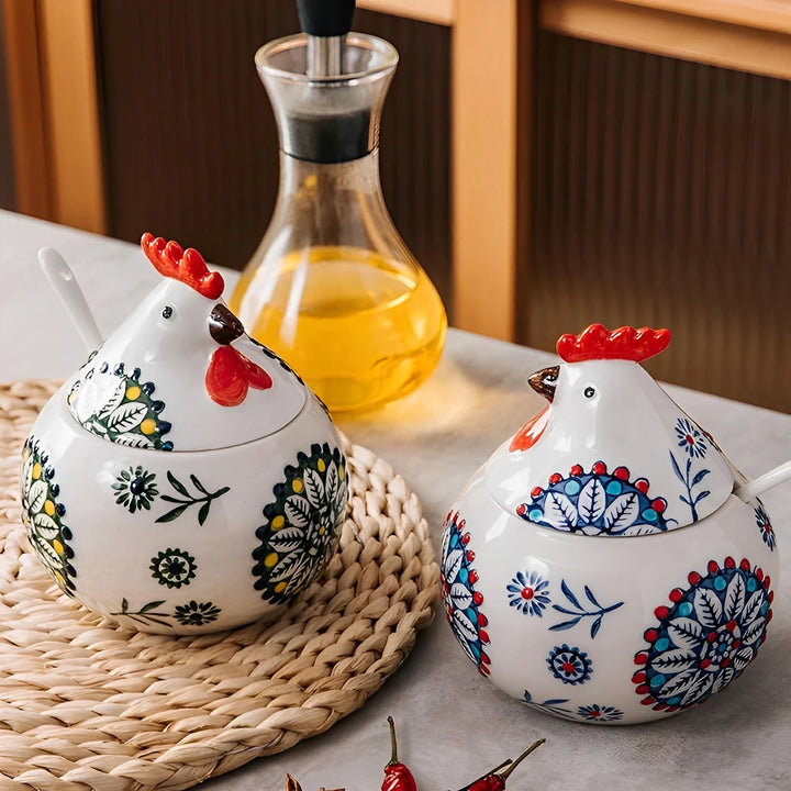Tuscan Ceramic Rooster Jar