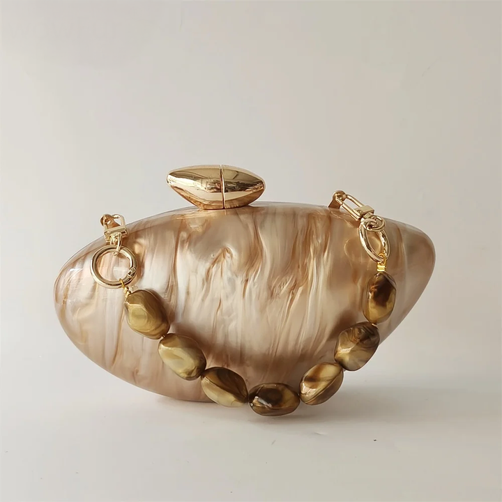 Lune Beaded Pebble Clutch