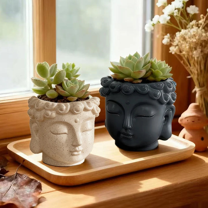 Satori Buddha Resin Planter