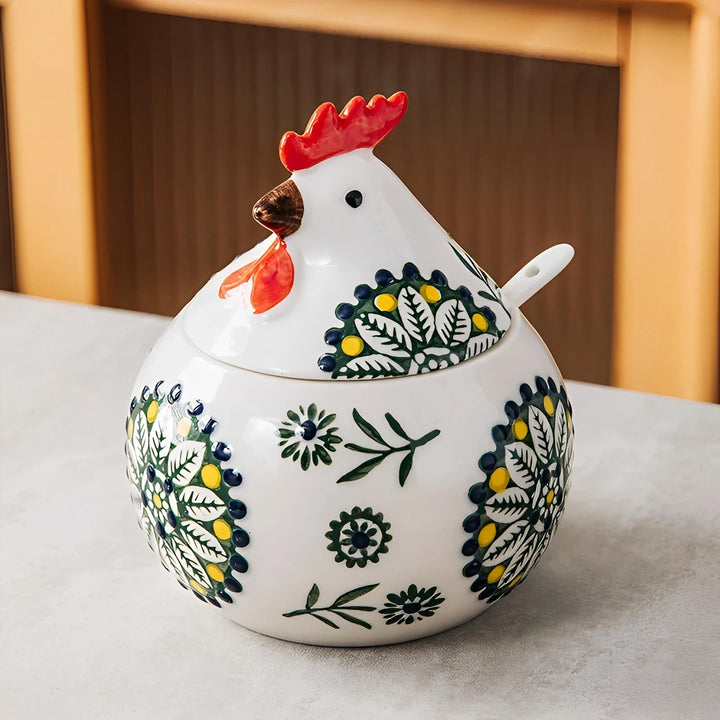 Tuscan Ceramic Rooster Jar