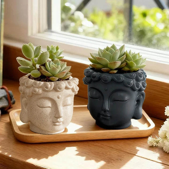Satori Buddha Resin Planter