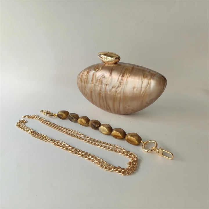 Lune Beaded Pebble Clutch