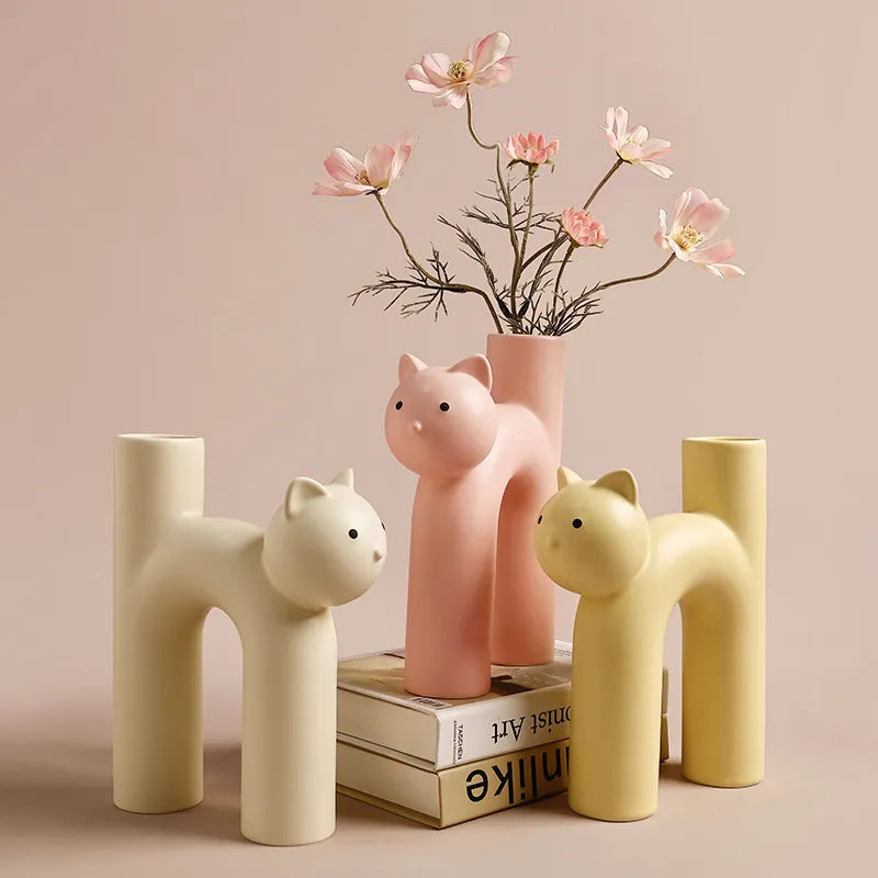 Marbly Cat Porcelain Vase