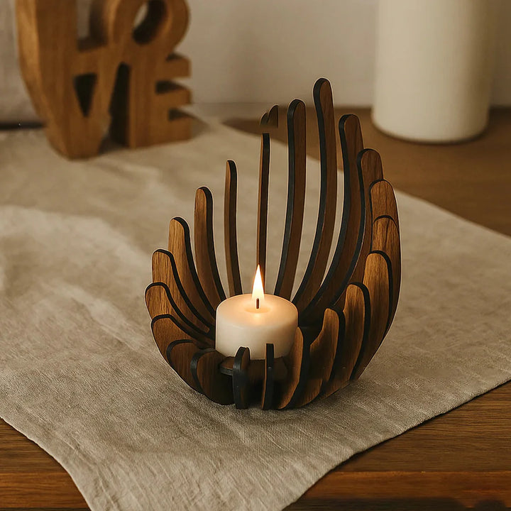 Lotus Wood Candle Holder