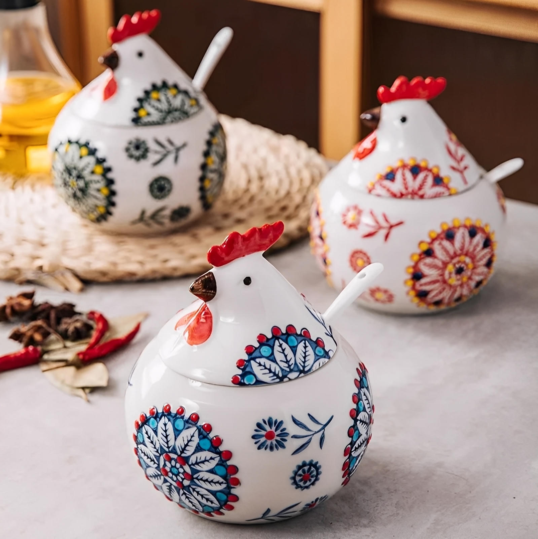 Tuscan Ceramic Rooster Jar