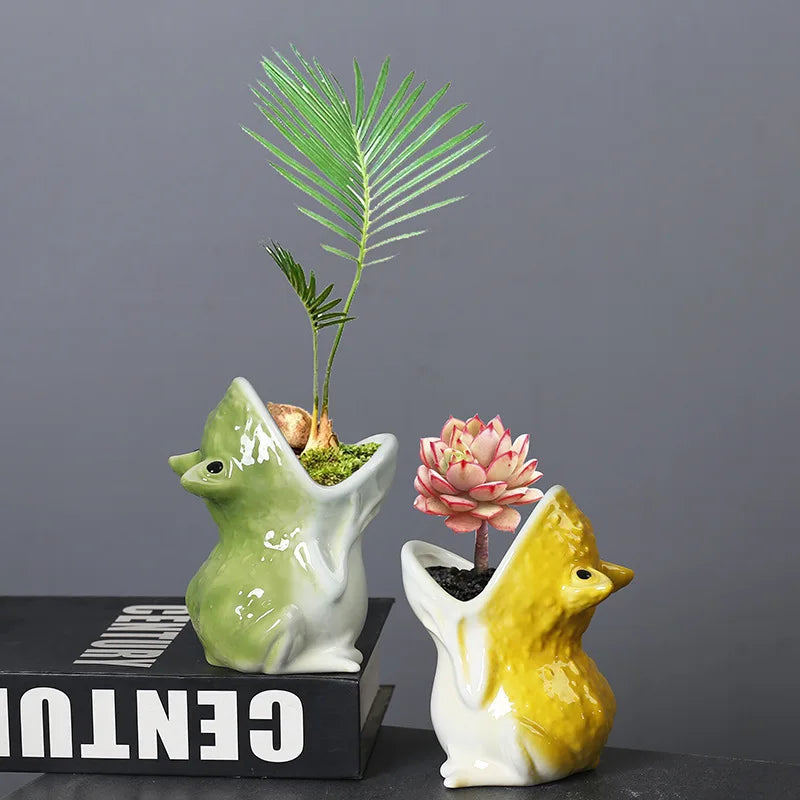 Ribbit Ceramic Frog Planters