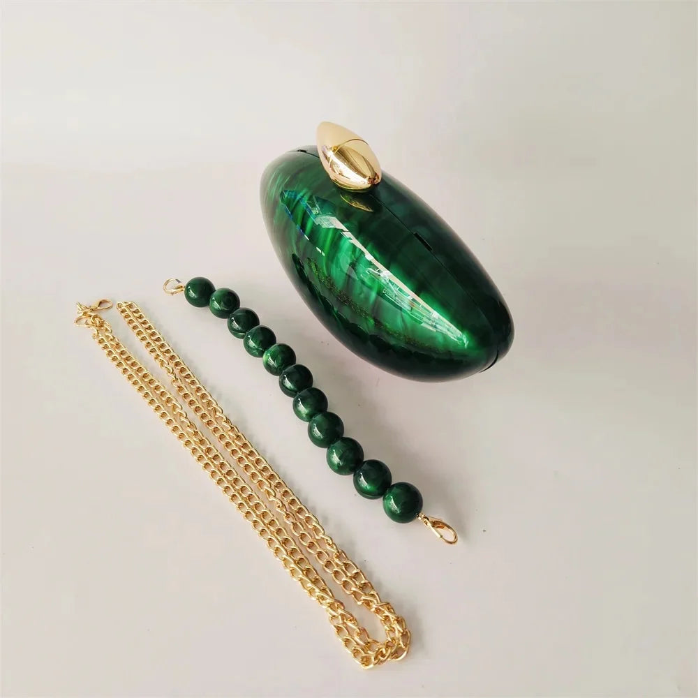 Lune Beaded Pebble Clutch
