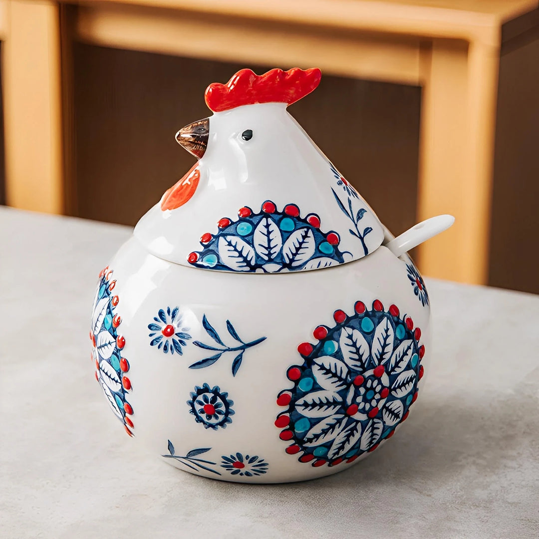 Tuscan Ceramic Rooster Jar