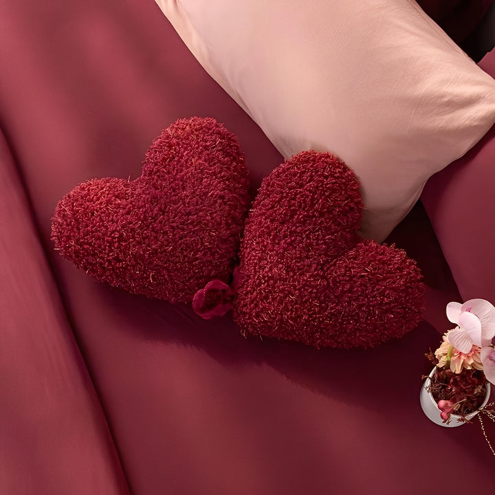 Crimson Bond Heart Pillows