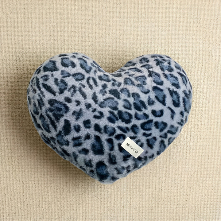Leopard Plush Heart Pillow