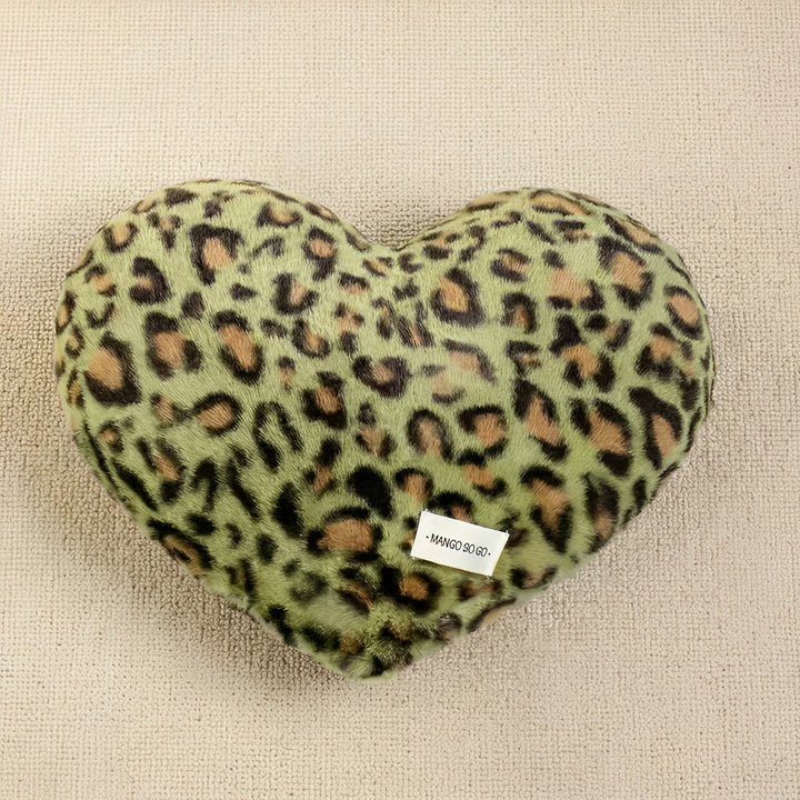 Leopard Plush Heart Pillow