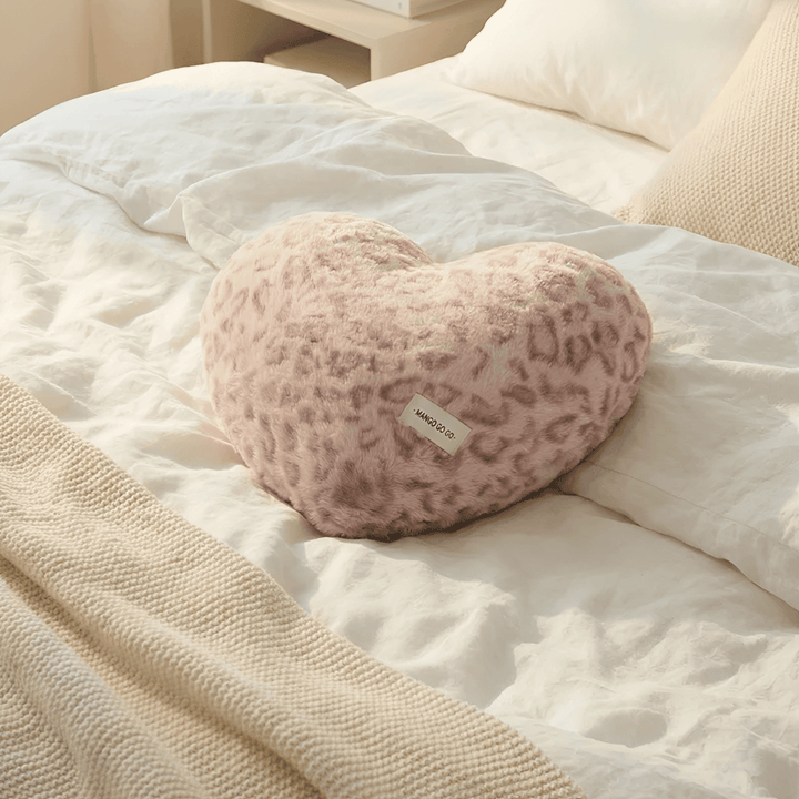 Leopard Plush Heart Pillow
