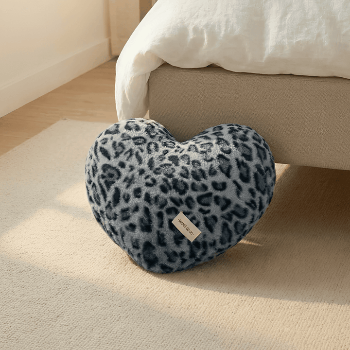 Leopard Plush Heart Pillow